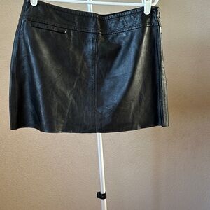 BCBGMaxAzria Black Genuine Leather Mini Skirt